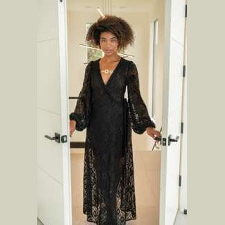 Catalina Black Lace Caftan