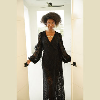 Catalina Black Lace Caftan
